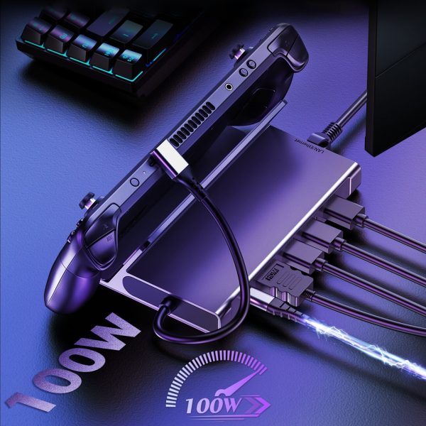 CHOETECH HUB-M50 6-in-1 USB-C 100W Aluminum Steam Deck Docking Station - Image 8
