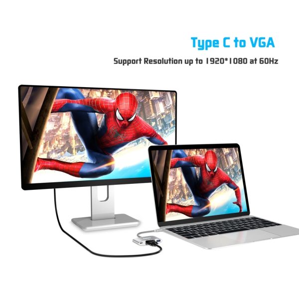 CHOETECH HUB-V02 USB-C to VGA & USB Multiport Adapter - Image 3