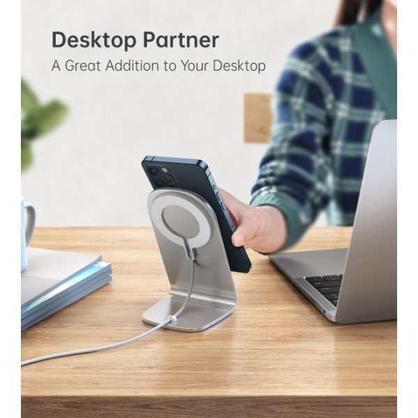 CHOETECH MA00117-SL MagLeap Magnetic Wireless Charger with Stand and AC Adapter - Image 3