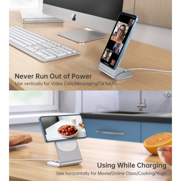 CHOETECH MA00117-SL MagLeap Magnetic Wireless Charger with Stand and AC Adapter - Image 4