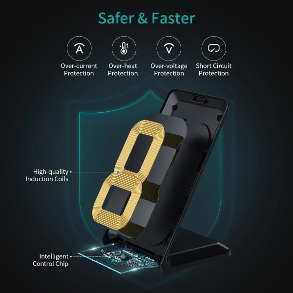 CHOETECH MIX00093 Fast Wireless Charging Stand 10W Qi-Certified T524S 2-Pack - Image 2