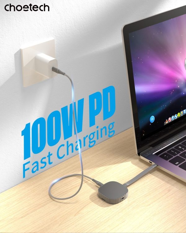 CHOETECH MSE001-GY Dual USB-C Port M.2 NVME 2230 Protocol SSD Enclosure with PD100W input Enclosure (Support 2TB Max) - Image 8