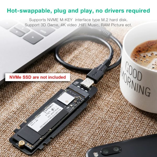 CHOETECH PC-HDE02 M.2 to USB SSD Reader (Enclosure only) Supports M-Key (PCI-E NVMe-based) - Image 5