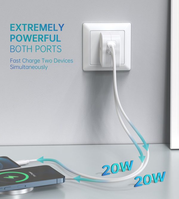 Choetech PD6009 40W Dual Fast USB C Charger 2-Port 20W PD 3.0 With Foldable Plug - Image 4