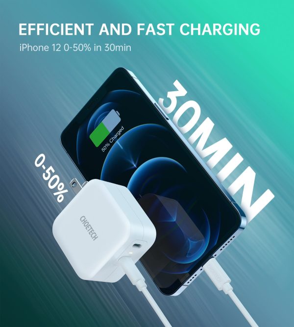 Choetech PD6009 40W Dual Fast USB C Charger 2-Port 20W PD 3.0 With Foldable Plug - Image 7