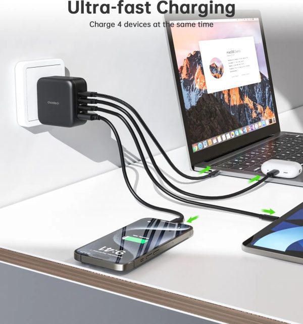 CHOETECH PD6055 GAN USB-C + USB-A 70w Travel Charger (US/EU/UK/AU) - Image 4