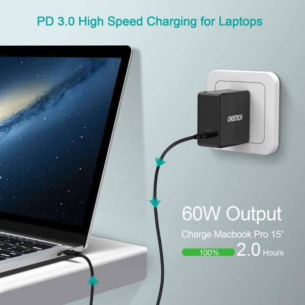 CHOETECH Q4004 60W PD 3.0 Type-C Fast Charging Foldable Adapter USB-C Charger - Image 3