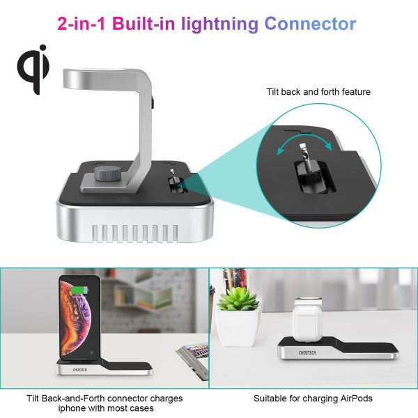 CHOETECH T316 4-in-1 Wireless Charging Station for iPhone/Apple Watch/iPod and all Qi Wireless Cell phones - Image 4