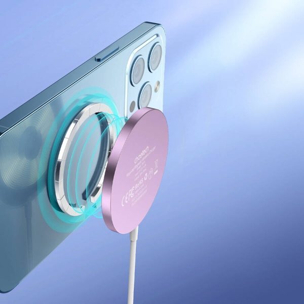 CHOETECH T518-PK Magnetic Wireless Charger for all Qi Cell Phone & iPhones 12/13/14/15 (Pink) - Image 3
