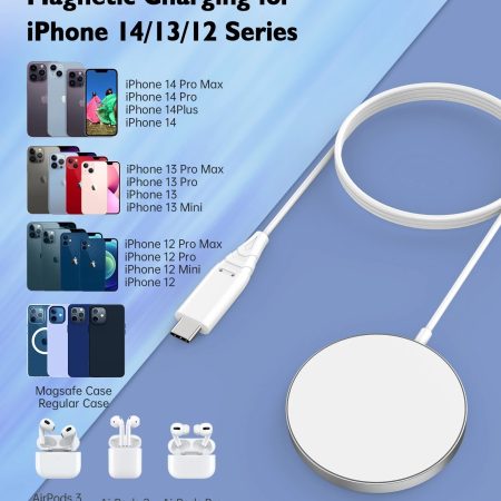 CHOETECH T518-PK Magnetic Wireless Charger for all Qi Cell Phone & iPhones 12/13/14/15 (Pink) - Image 5