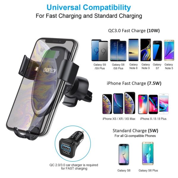 CHOETECH T536-S Fast Wireless Charging Car Mount Phone Holder - Image 5