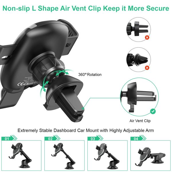 CHOETECH T536-S Fast Wireless Charging Car Mount Phone Holder - Image 7