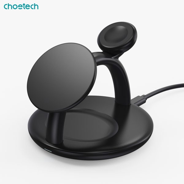 CHOETECH T587-F 3-in-1 Magnetic Wireless Charger Station for iPhone 12/13/14/AirPods Pro/iWatch - Image 2