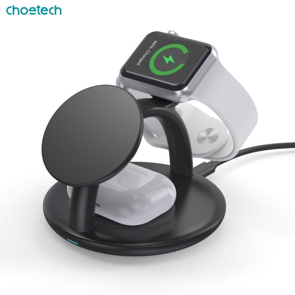 CHOETECH T587-F 3-in-1 Magnetic Wireless Charger Station for iPhone 12/13/14/AirPods Pro/iWatch - Image 4