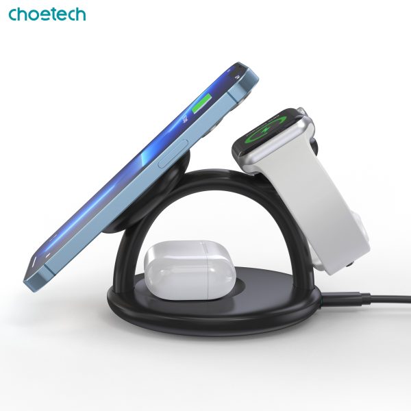 CHOETECH T587-F 3-in-1 Magnetic Wireless Charger Station for iPhone 12/13/14/AirPods Pro/iWatch - Image 5
