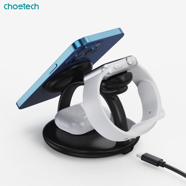 CHOETECH T587-F 3-in-1 Magnetic Wireless Charger Station for iPhone 12/13/14/AirPods Pro/iWatch - Image 6