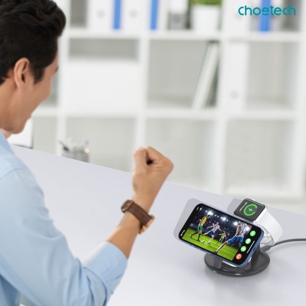 CHOETECH T587-F 3-in-1 Magnetic Wireless Charger Station for iPhone 12/13/14/AirPods Pro/iWatch - Image 7