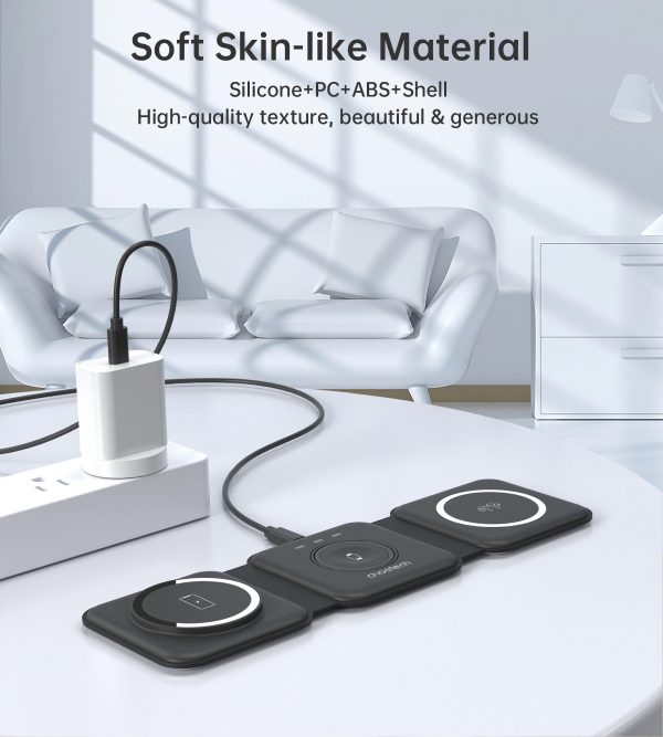 CHOETECH T588-F-BK 3-in-1 Foldable Fast Wireless Charger for Phone/Watch/Earphone - Image 5