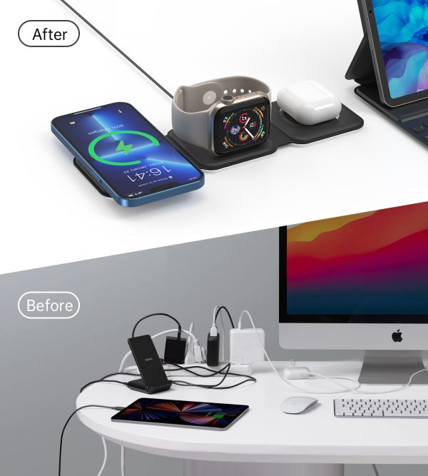 CHOETECH T588-F-BK 3-in-1 Foldable Fast Wireless Charger for Phone/Watch/Earphone - Image 7