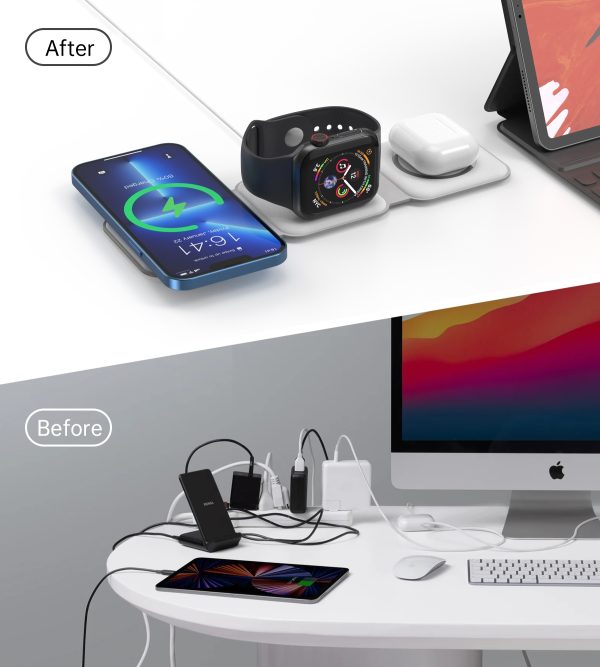 CHOETECH T588-F-WH 3-in-1 Foldable Fast Wireless Charger for Phone/Watch/Earphone - Image 5