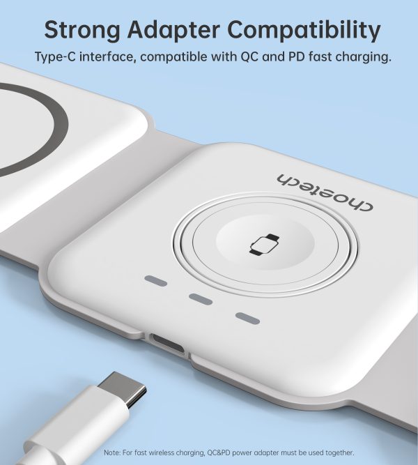 CHOETECH T588-F-WH 3-in-1 Foldable Fast Wireless Charger for Phone/Watch/Earphone - Image 9