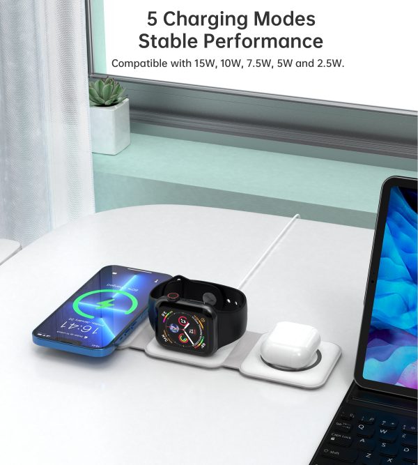CHOETECH T588-F-WH 3-in-1 Foldable Fast Wireless Charger for Phone/Watch/Earphone - Image 10