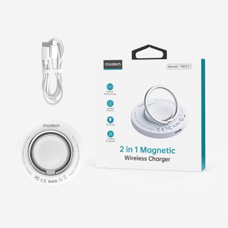 CHOETECH T603-F Ring Holder and Magnetic 15W Wireless Charger for Phone/airPod/iWatch - Image 5