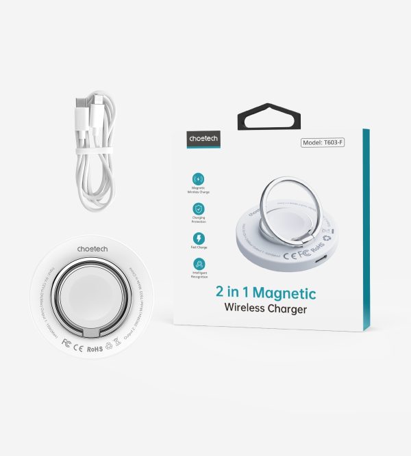 CHOETECH T603-F Ring Holder and Magnetic 15W Wireless Charger for Phone/airPod/iWatch - Image 5