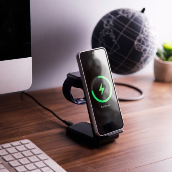 CHOETECH T608-F-BK 15W 4-in-1 Wireless Charger Stand for iWatch and Samsung Watch (Black) - Image 5