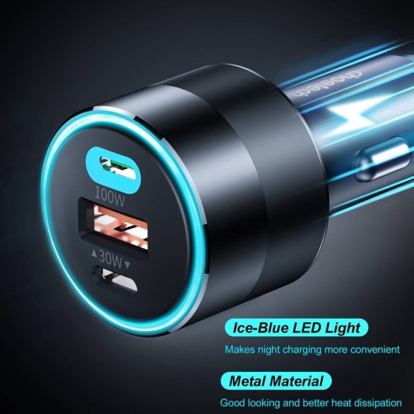 CHOETECH TC0011 130W 3 Ports (Dual USB-C Port PD3.0 + USB-A Port) Fast Car Charger - Image 6