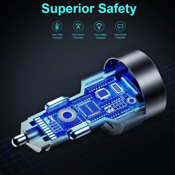 CHOETECH TC0011 130W 3 Ports (Dual USB-C Port PD3.0 + USB-A Port) Fast Car Charger - Image 7