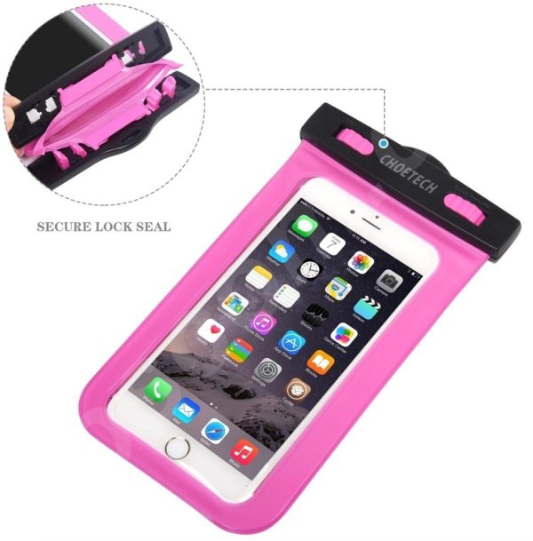CHOETECH WPC007-PK Universal WaterProof Cell Phone Pouch bag up to 8-inch (Pink) - Image 2