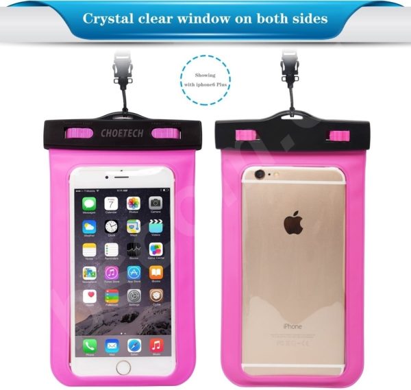 CHOETECH WPC007-PK Universal WaterProof Cell Phone Pouch bag up to 8-inch (Pink) - Image 5