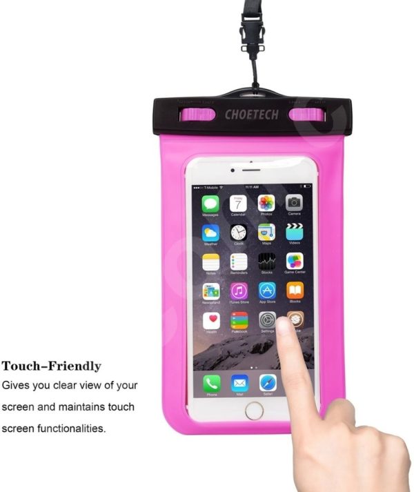CHOETECH WPC007-PK Universal WaterProof Cell Phone Pouch bag up to 8-inch (Pink) - Image 7