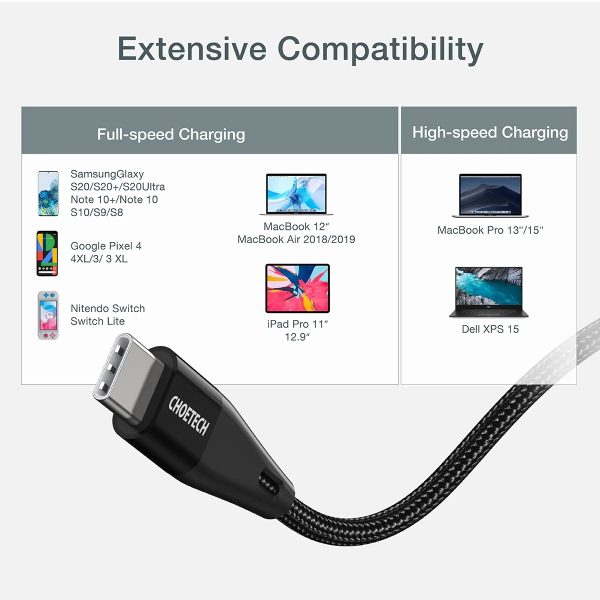 CHOETECH XCC-1003 USB-C To USB-C Cable 1.2M - Image 5