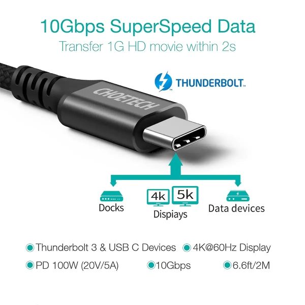 CHOETECH XCC-1027 USB-C M to M PD100W 5 Cable 2M - Image 3