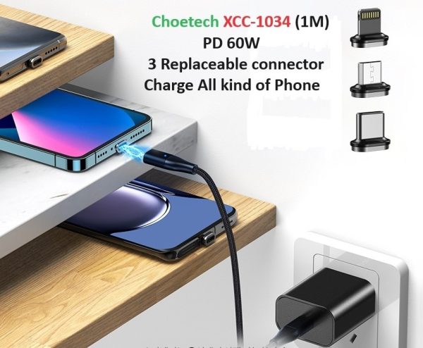 CHOETECH XCC-1034 60W C to C 1M Cable with 3 Replaceable Connecter - Image 4
