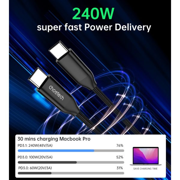 CHOETECH XCC-1036 USB-C M to M PD3.1 240W Super Fast Charging Cable 2M - Image 4