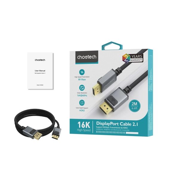 CHOETECH XDD02 16K 60Hz DP to DP Cable 2M - Image 3