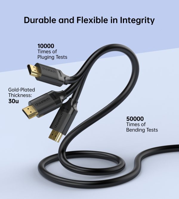 CHOETECH XHH-TP20 8K HDMI 2.1 Cable 8K@60Hz 48Gbps 2M Braided Cable - Black - Image 3