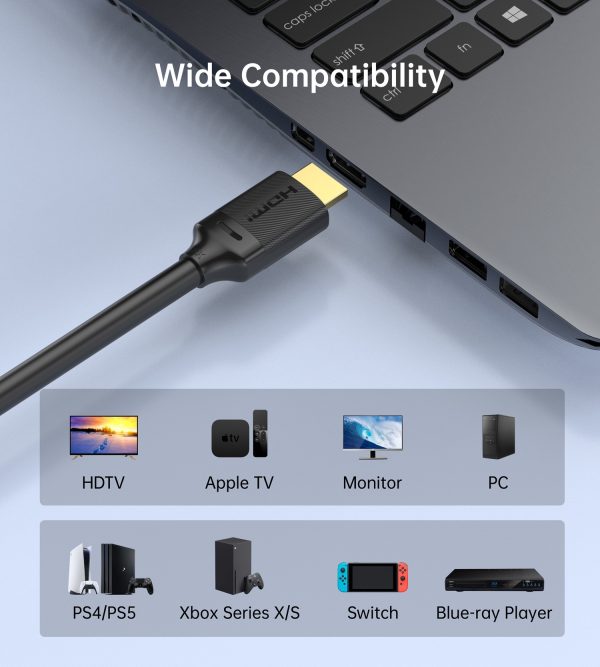 CHOETECH XHH-TP20 8K HDMI 2.1 Cable 8K@60Hz 48Gbps 2M Braided Cable - Black - Image 5
