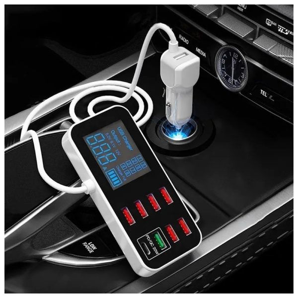 8-Port PD+QC3.0 Car Charger with LED Display - Image 4
