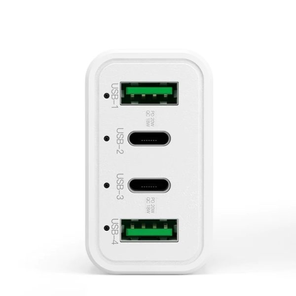 4-Port Car Charger (2 Ports PD + 2 Ports QC3.0 ) White - Image 3