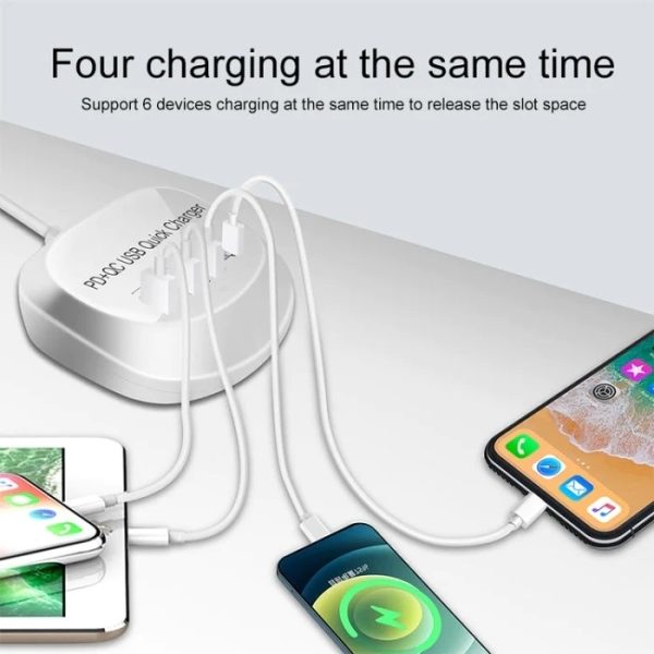 4-Port PD+QC3.0 Charger 40W with AU AC Adapter - Image 3