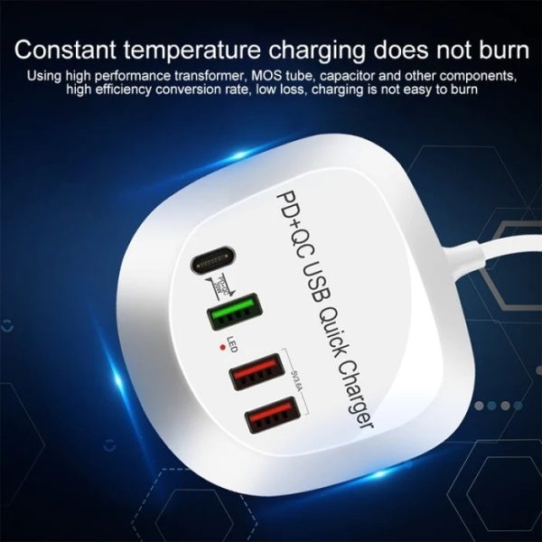 4-Port PD+QC3.0 Charger 40W with AU AC Adapter - Image 5