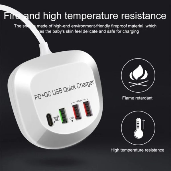 4-Port PD+QC3.0 Charger 40W with AU AC Adapter - Image 7
