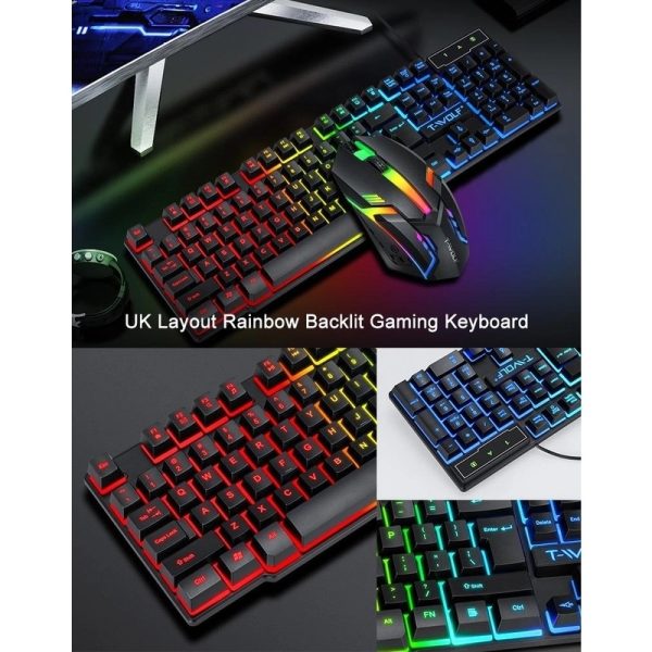 T-Wolf TF800 RGB 4-pcs Gaming Keyboard/Mouse/Headphone/Mouse Pad Kit Set - Image 7