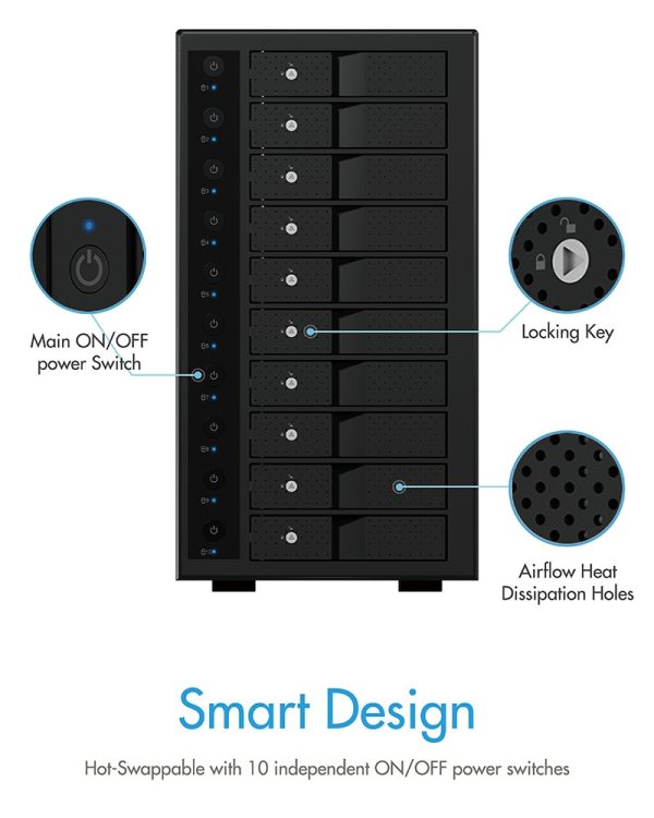 ICY BOX IB-3810-C31 SINGLE enclosure for 10x HDD with USB 3.1 (Gen 2) Type-C or Type-A interface - Image 5