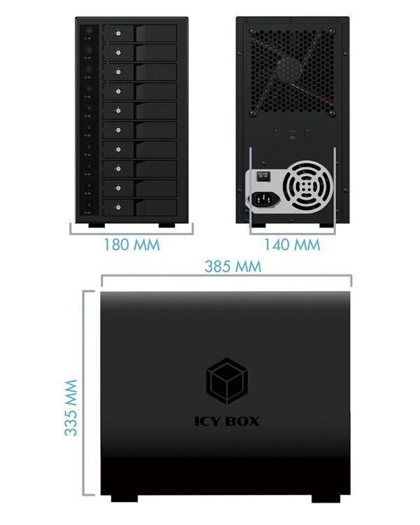 ICY BOX IB-3810-C31 SINGLE enclosure for 10x HDD with USB 3.1 (Gen 2) Type-C or Type-A interface - Image 6