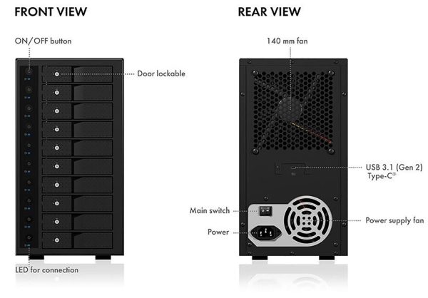 ICY BOX IB-3810-C31 SINGLE enclosure for 10x HDD with USB 3.1 (Gen 2) Type-C or Type-A interface - Image 7